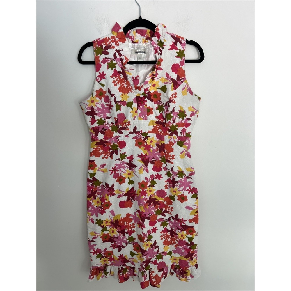 Dress Barn 8P Sleeveless Floral Dress Weddings Party Summer built-In Liner Cotto